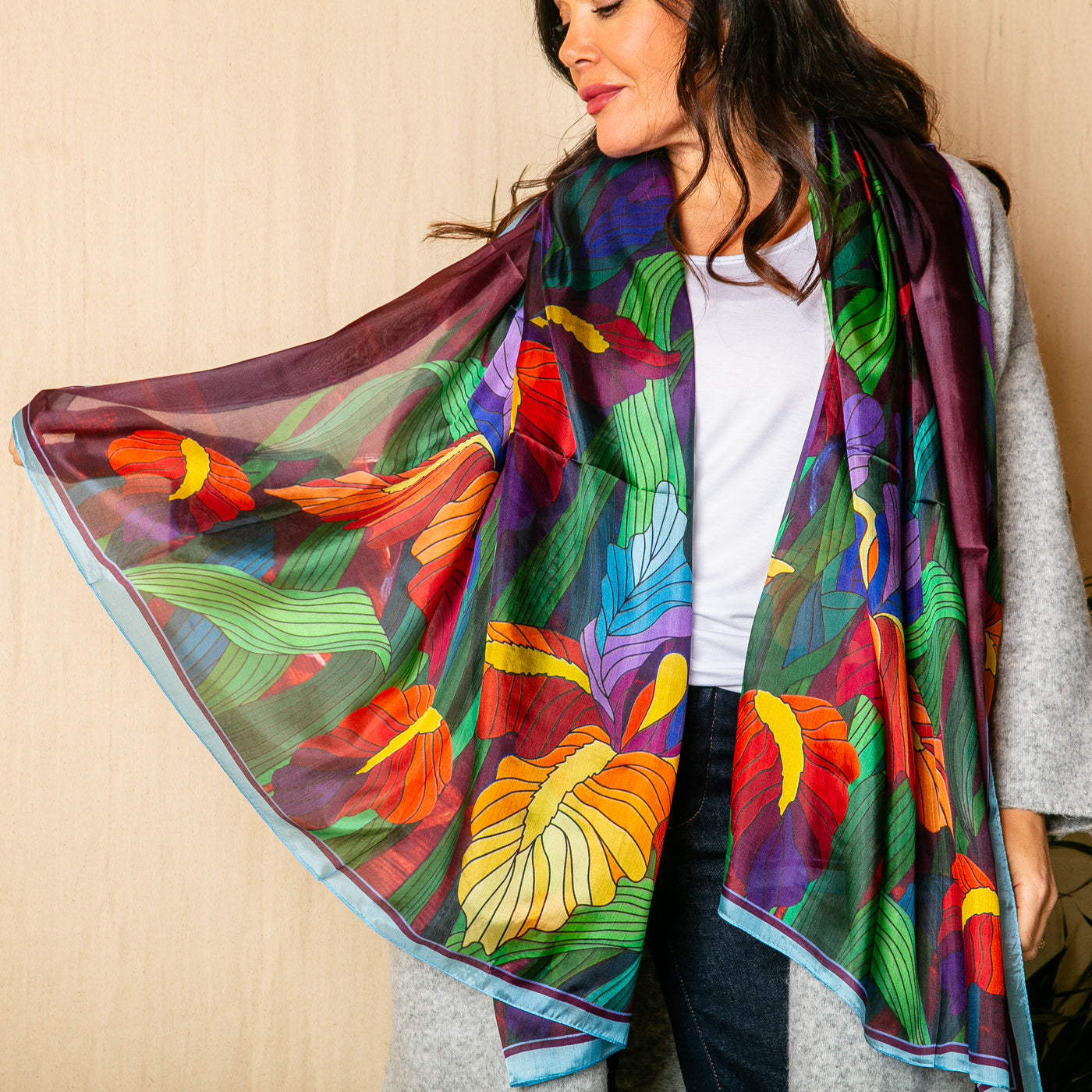 Stained Glass Large Silk Scarf