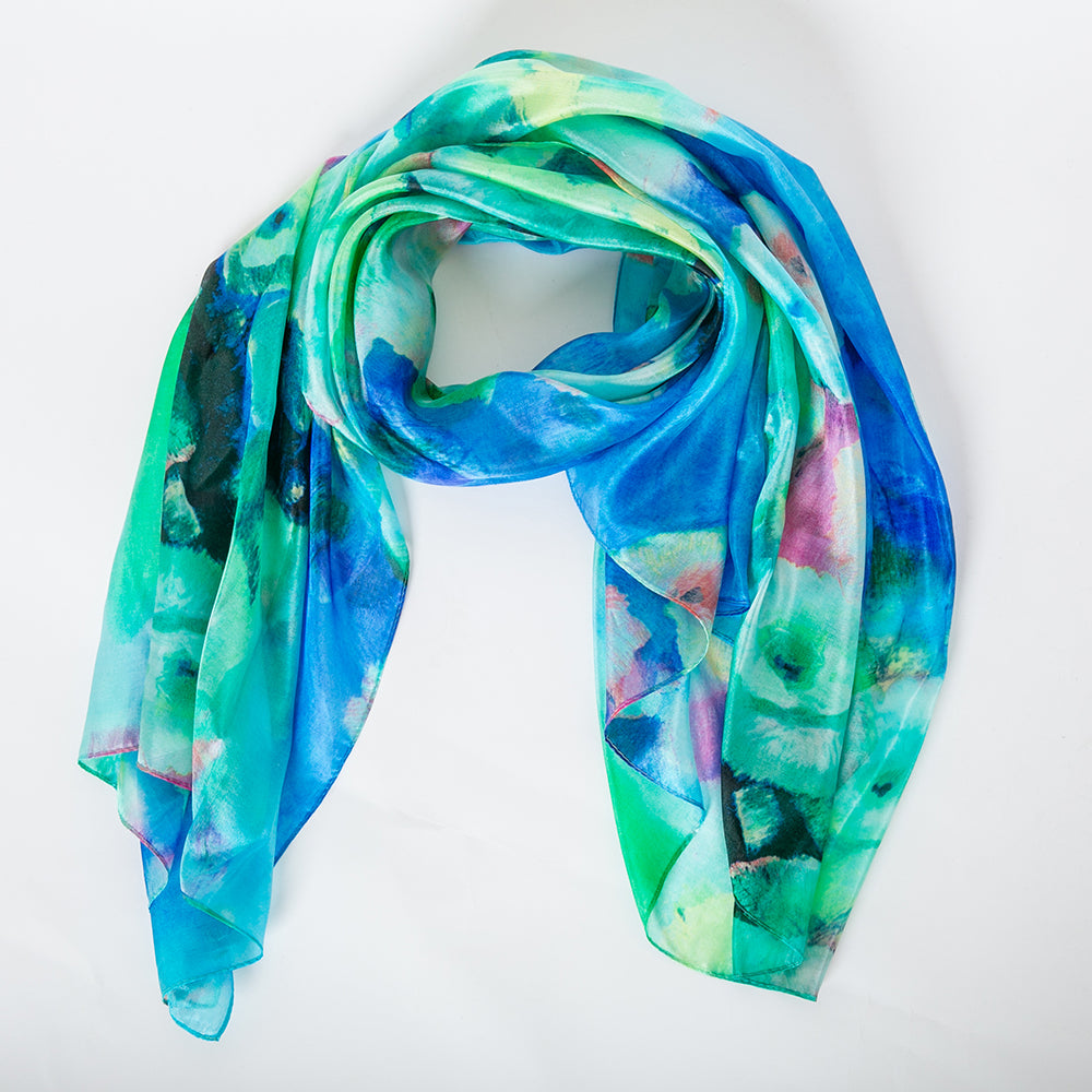 Poppy Sky Large Silk Scarf