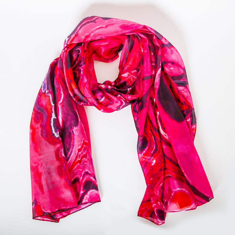 Abstract Fuchsia Large Silk Scarf