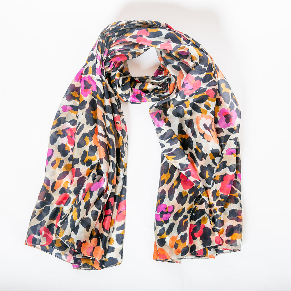 Funky Leopard Large Silk Scarf