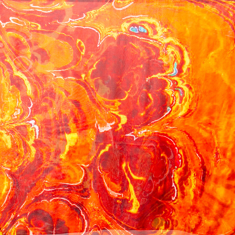 Abstract Orange Large Silk Scarf