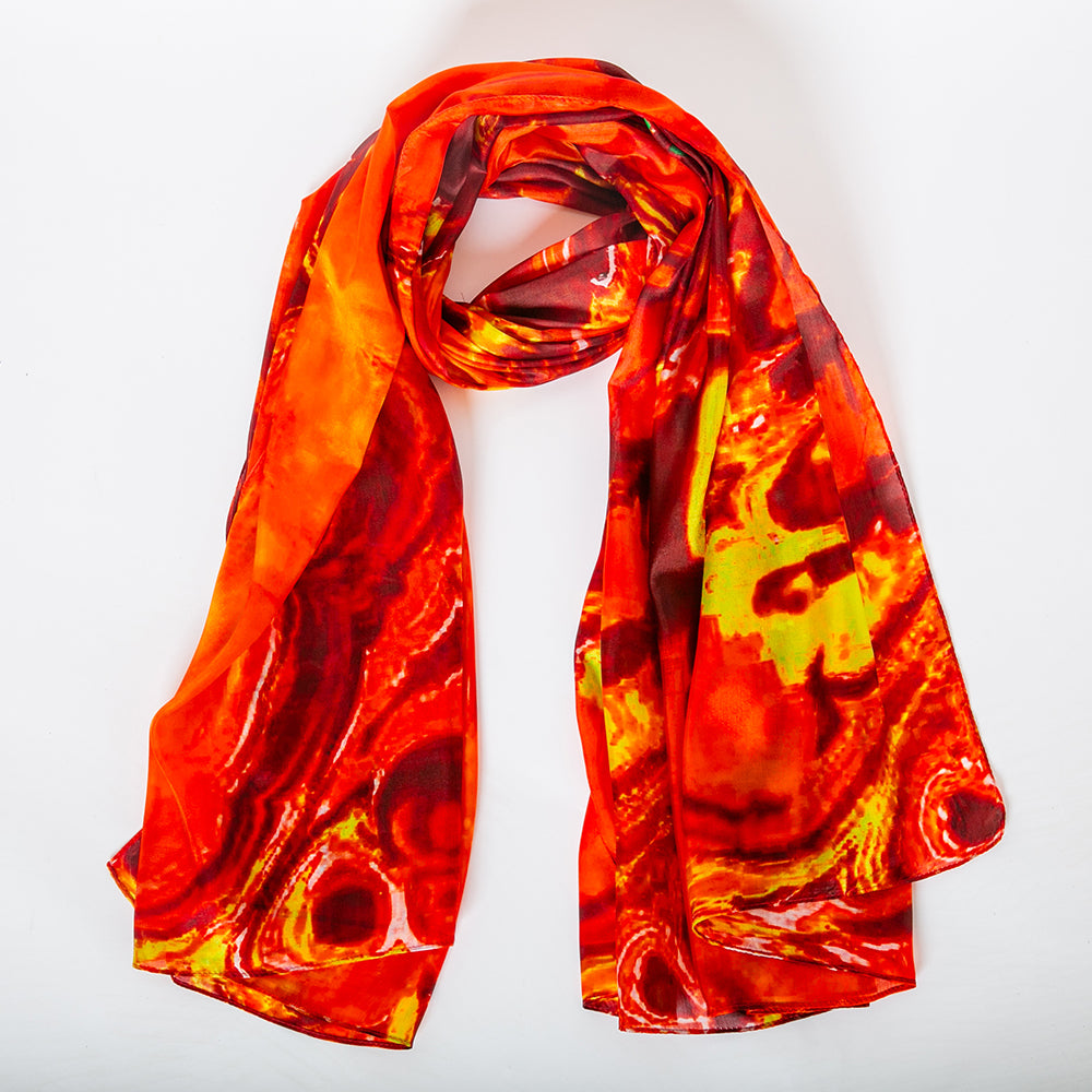 Abstract Orange Large Silk Scarf