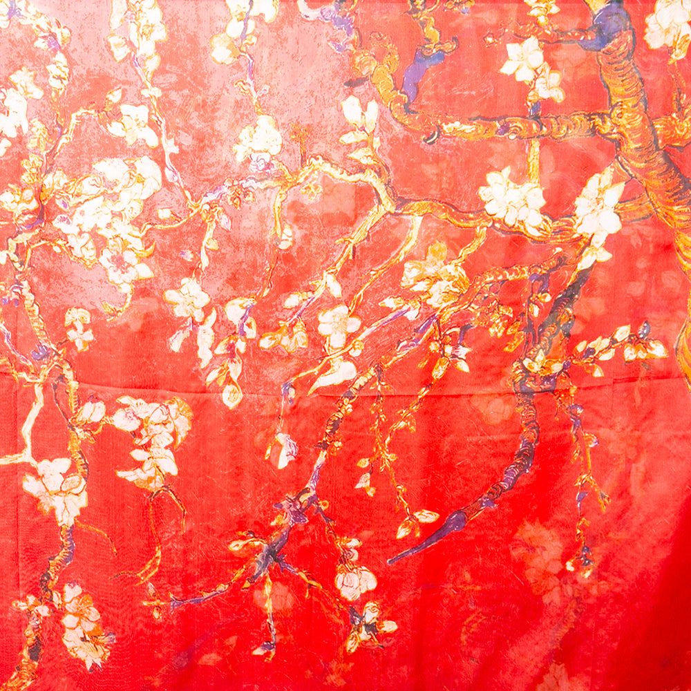 Spring Buds Red Large Silk Scarf