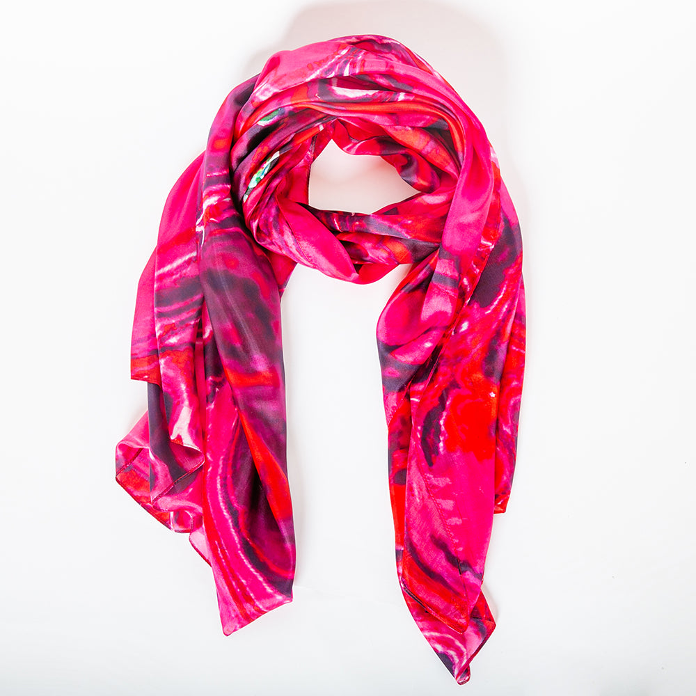 Hibiscus Pink Large Silk Scarf