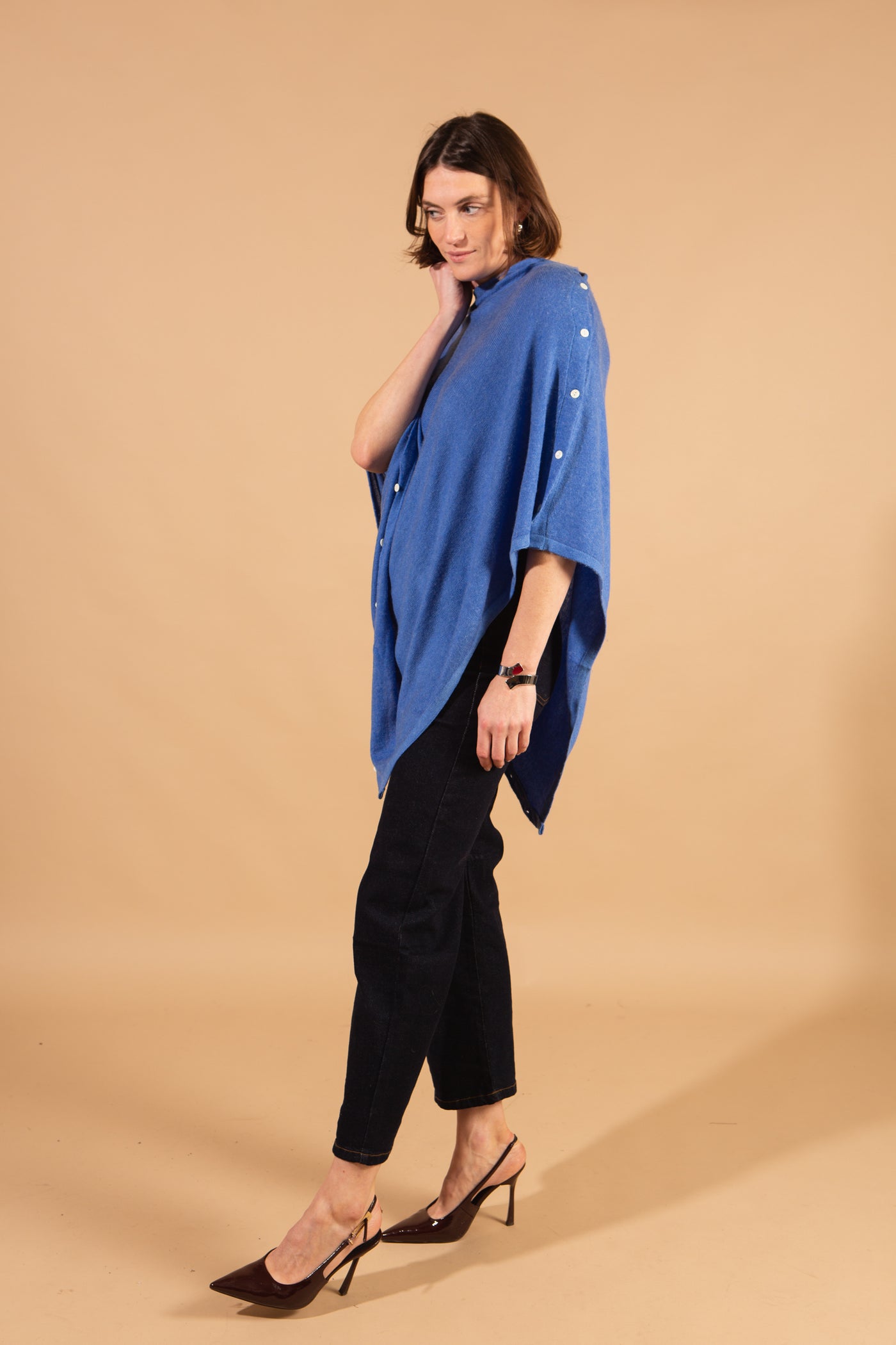 Grace Cashmere Mix Button Poncho