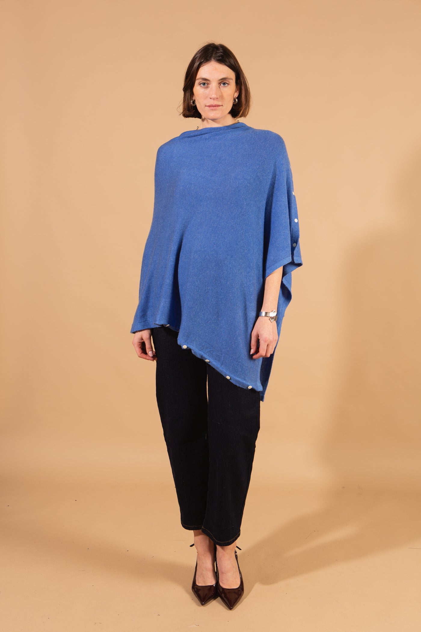 Grace Cashmere Mix Button Poncho