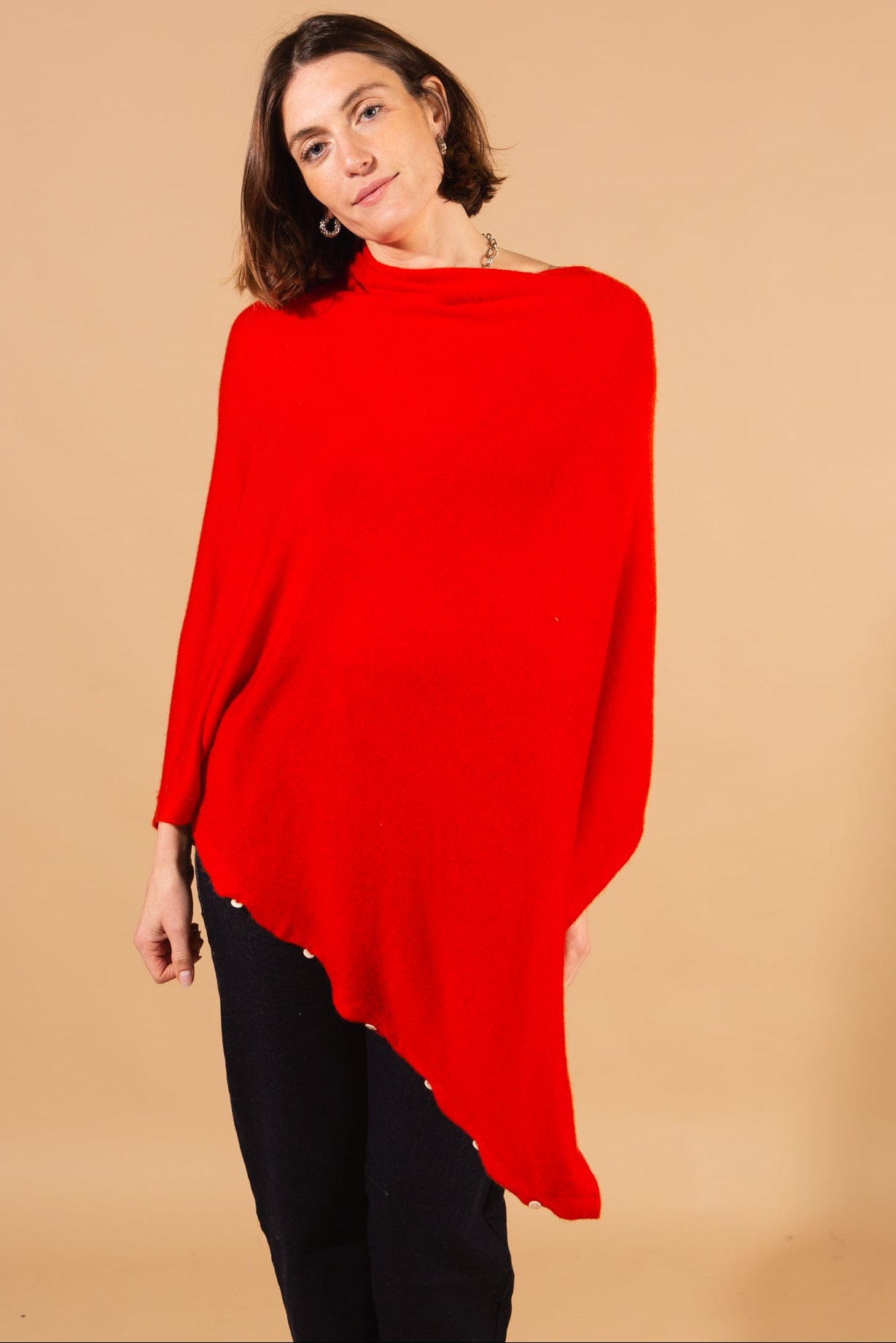 Grace Cashmere Mix Button Poncho