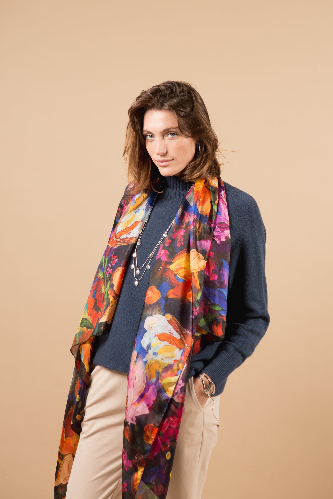 Midnight Garden Large Silk Scarf