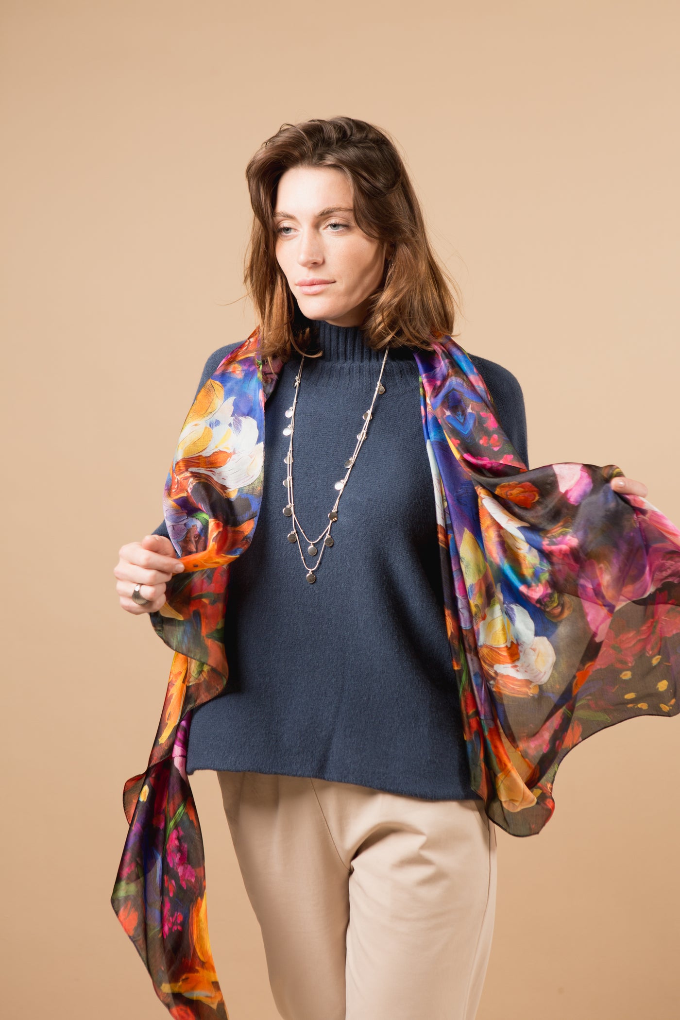 Midnight Garden Large Silk Scarf