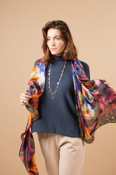 Midnight Garden Large Silk Scarf
