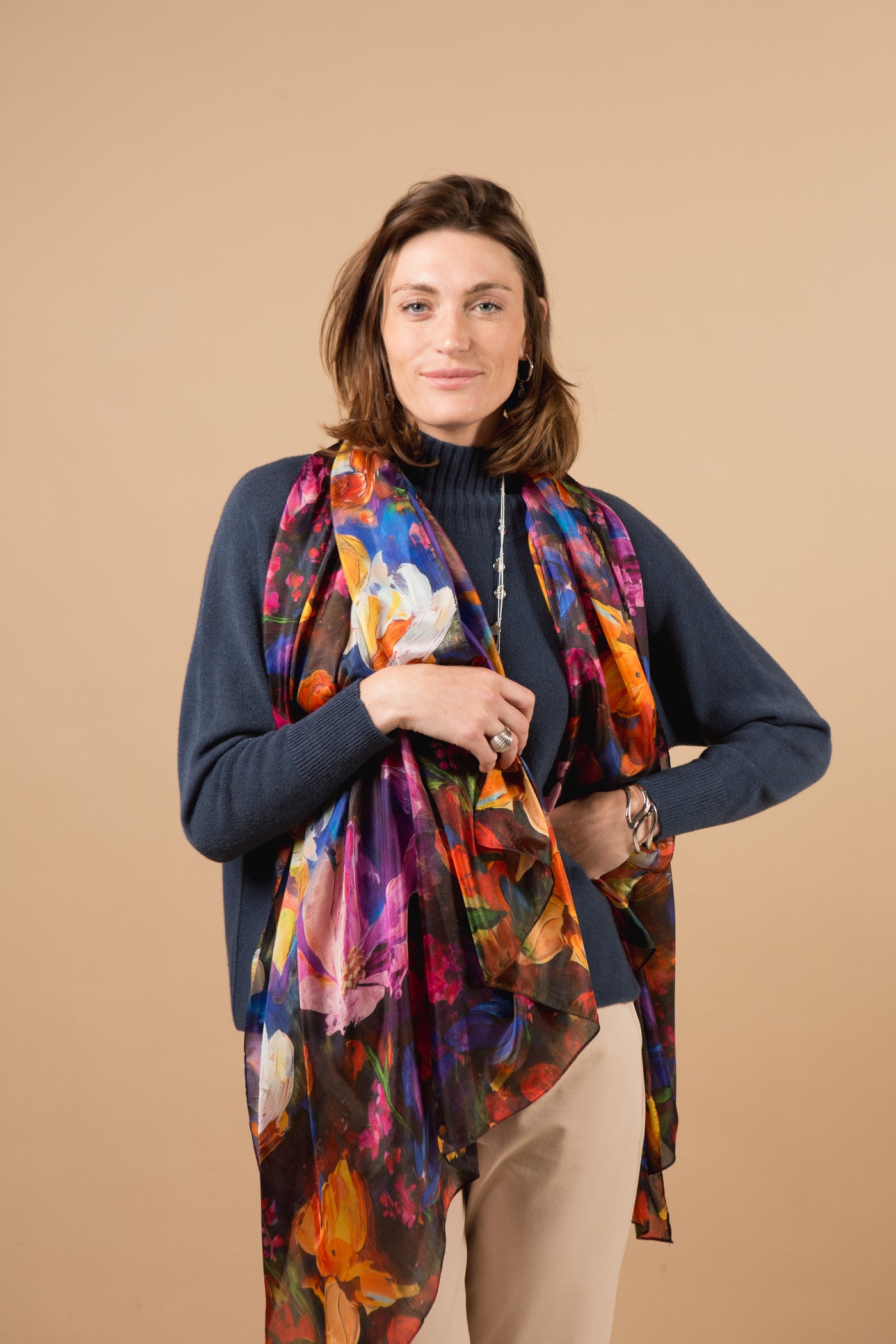 Midnight Garden Large Silk Scarf